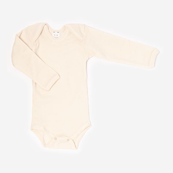 Baby Body langarm von Hocosa aus Wolle in natur weiss 1