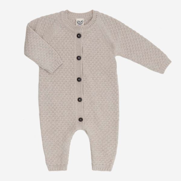 Overall Popcorn von Puri Organic aus Bio-Baumwolle und Wolle in oyster grey