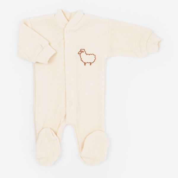 Frühchen Baby Schlafanzug von Engel aus Wollfrottee in natur