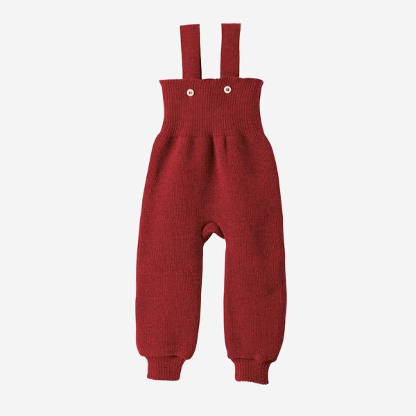 Baby Strick Trägerhose von Disana aus Wolle in bordeaux