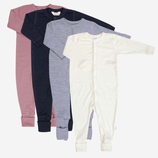 Baby Schlafanzug von Joha aus Merinowolle in grau