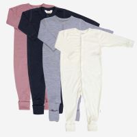 Baby Schlafanzug von Joha aus Merinowolle in grau