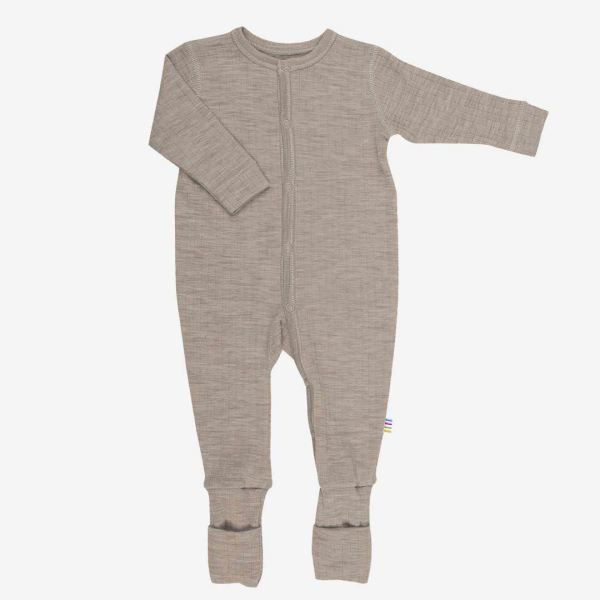 Baby Schlafanzug von Joha aus Merinowolle in sesam melange