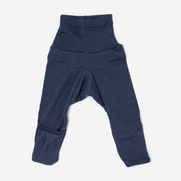 Babyhose mit Beinumschlag von Cosilana aus Wolle/Seide marine dunkelblau 2