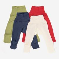 Babyhose mit Beinumschlag von Cosilana aus Wolle/Seide marine dunkelblau