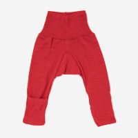 Babyhose mit Beinumschlag von Cosilana aus Wolle/Seide rot