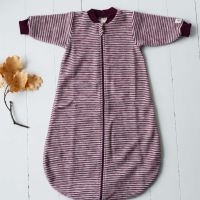 Baby Schlafsack von Lilano aus Wollfrottee Plüsch in Ringel beere