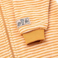Langärmeliger Baby Schlafsack von Lilano aus Wollfrottee Plüsch in Ringel curry 3