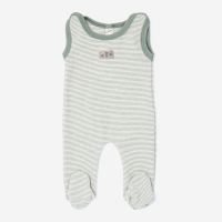 Baby Strampler mit Fuß von Lilano aus Wolle/Seide in sage green Ringel