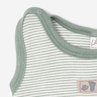 Baby Strampler mit Fuß von Lilano aus Wolle/Seide in sage green Ringel 2