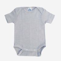 Baby Body kurzarm von Cosilana aus Baumwolle/Wolle/Seide in grau meliert