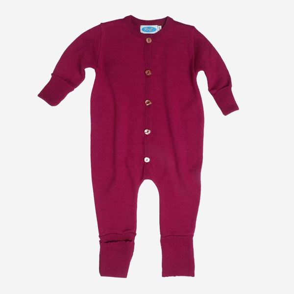 Baby Overall Schlafanzug von Reiff aus Wolle/Seide-Frottee in beere