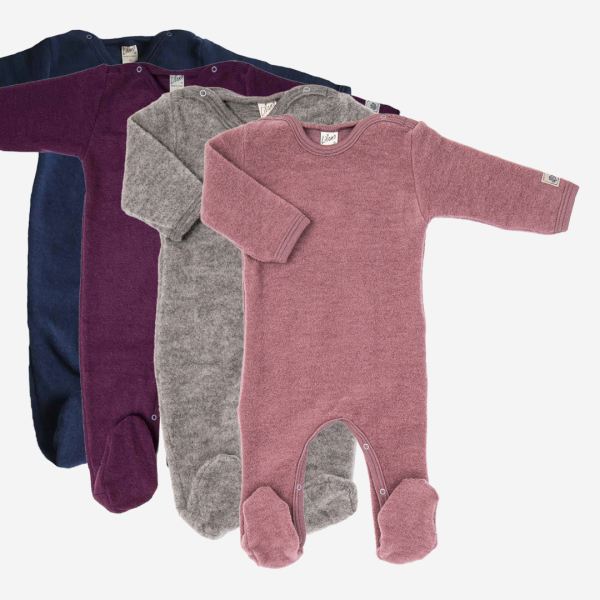 Strampelanzug Uni mit Fuß Wollfrottee