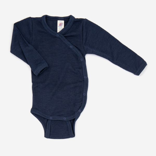 Baby Wickelbody von Engel aus Wolle/Seide in marine