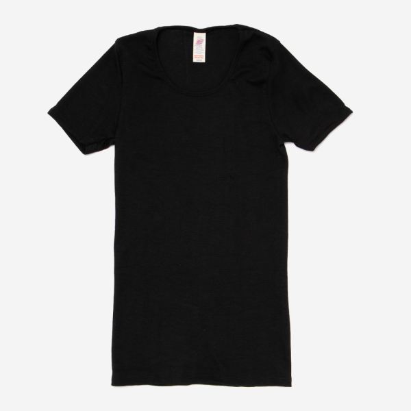 Damen kurzarm Shirt von Engel aus Wolle/Seide in schwarz