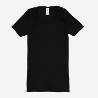 Damen kurzarm Shirt von Engel aus Wolle/Seide in schwarz