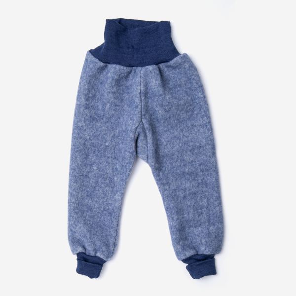 Baby Hose von Cosilana aus Wolle/Baumwolle-Fleece in marine melange
