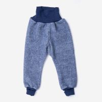 Baby Hose von Cosilana aus Wolle/Baumwolle-Fleece in marine melange