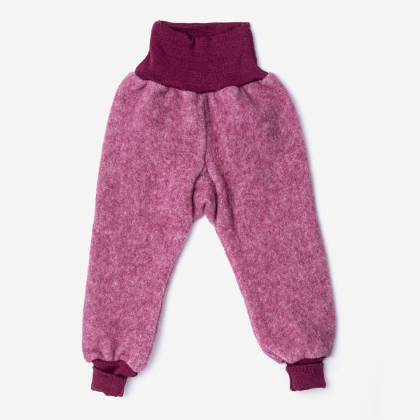 Baby Hose von Cosilana aus Wolle/Baumwolle-Fleece in beere melange