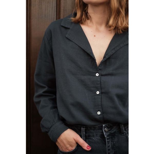 Damen Bluse DATTE von Poudre Organic aus Bio-Baumwolle in pirate black