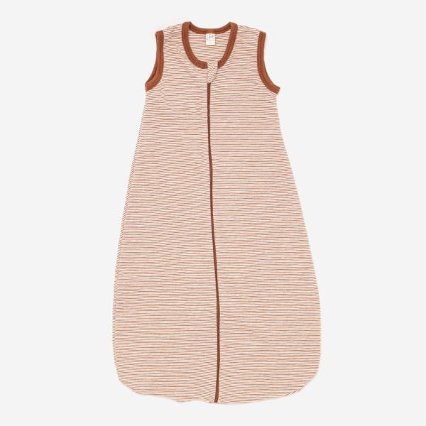 Ärmelfreier Baby Schlafsack von Lilano aus Wolle/Seide in Ringel rust