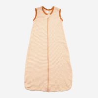 Ärmelfreier Baby Schlafsack von Lilano aus Wolle/Seide in Ringel curry