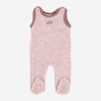 Ärmelfreier Strampler von Lilano aus Wollfrottee-Plüsch in Ringel mauve