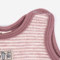 Ärmelfreier Strampler von Lilano aus Wollfrottee-Plüsch in Ringel mauve 2