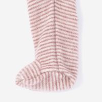 Ärmelfreier Strampler von Lilano aus Wollfrottee-Plüsch in Ringel mauve 3