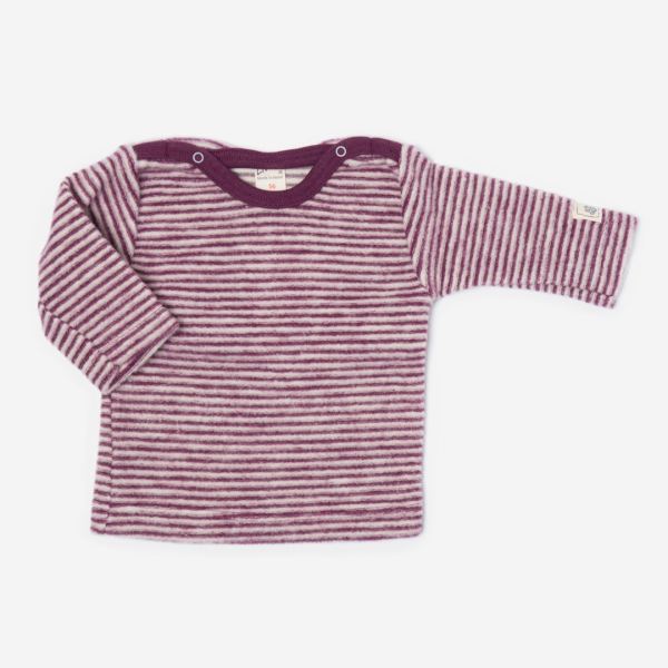 Baby-Shirt Ringel von Lilano aus Wollfrottee-Plüsch in beere