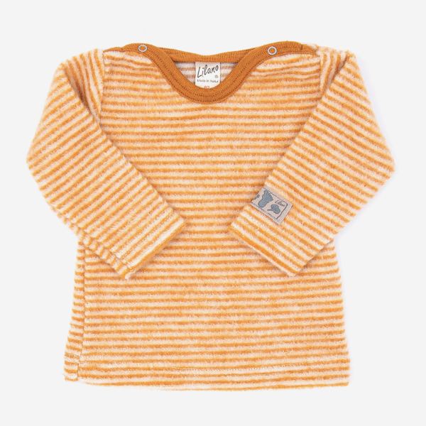 Baby-Shirt Ringel von Lilano aus Wollfrottee-Plüsch in curry