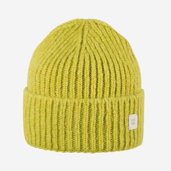 Umschlagmütze von Pure Pure aus Baby-Alpaca, Bio-Baumwolle und Merinowolle in lime green