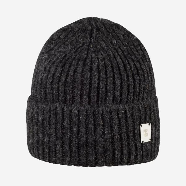 Umschlagmütze von Pure Pure aus Baby-Alpaca, Bio-Baumwolle und Merinowolle in anthrazit