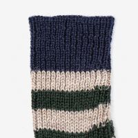 Kinder Socken von Hirsch aus Wolle in marine/hellbraun/tanne geringelt 3
