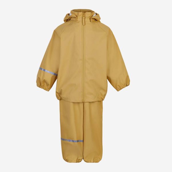 Kinder Regenkleidung von CeLaVi aus recyceltem PU-Material in gelb-braun (rattan)