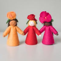 Filzpüppchen Blumenkind Rose orange 3 4