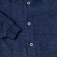 Baby Schlafanzug mit Fuß von Cosilana aus Wollfrottee in marineblau 2