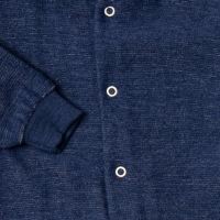 Baby Schlafanzug mit Fuß von Cosilana aus Wollfrottee in marineblau 2