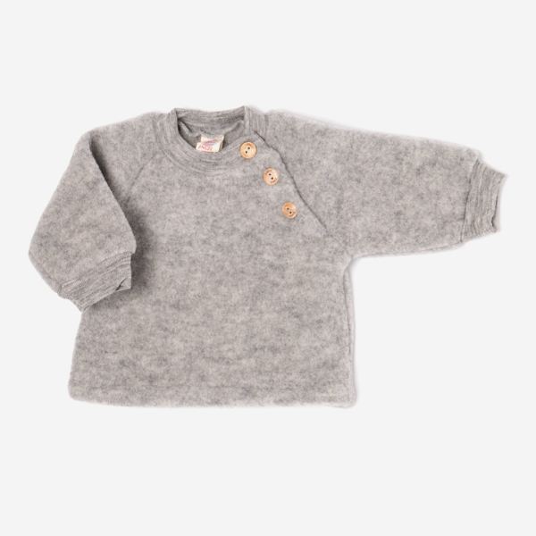 Baby Wollfleece Pullover von Engel in hellgrau melange