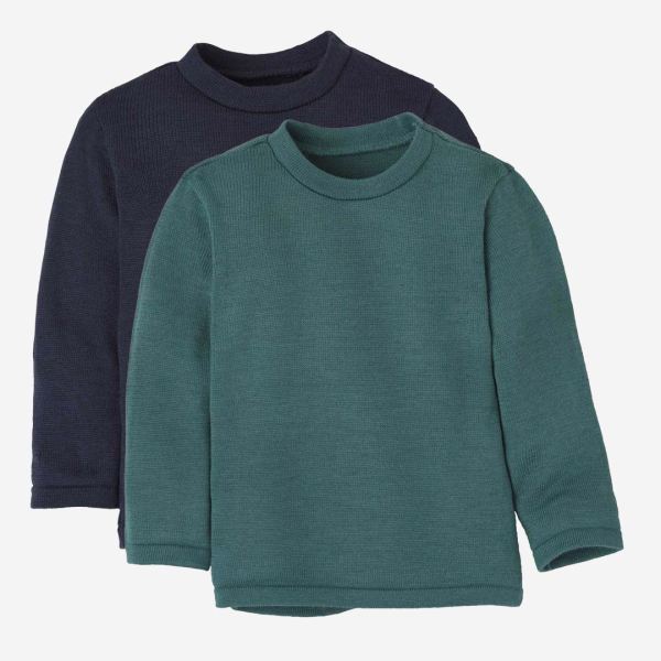 Kinder Linksstrick-Pullover von Disana aus Wolle in pacific