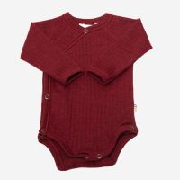 Baby Wickelbody von Joha aus Merinowolle in bordeaux melange