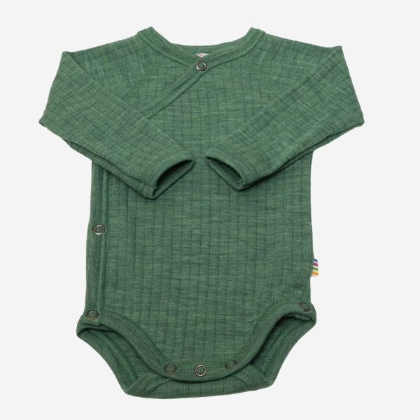 Baby Wickelbody von Joha aus Merinowolle in grün melange