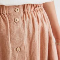 Damen Rock Midi Skirt von Matona aus Leinen in rosewood 4
