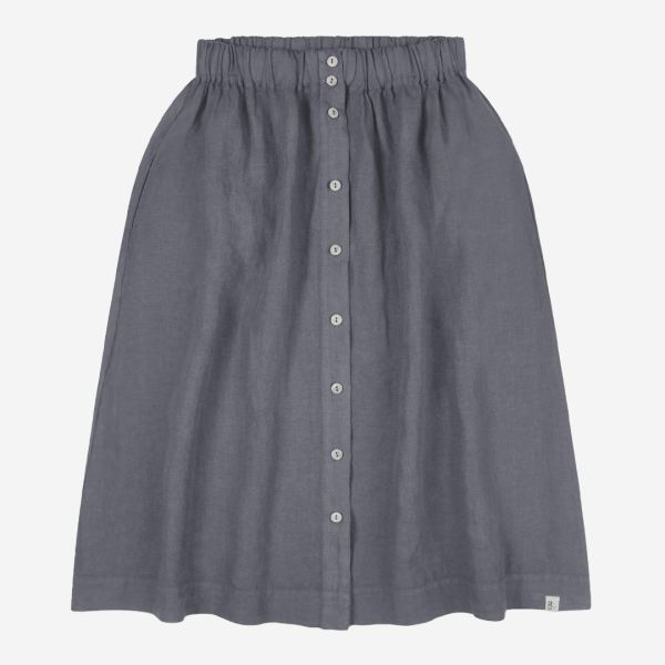 Damen Rock Midi Skirt von Matona aus Leinen in storm blue