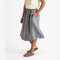 Damen Rock Midi Skirt von Matona aus Leinen in storm blue 4