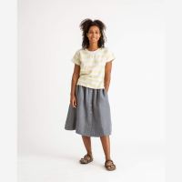 Damen Rock Midi Skirt von Matona aus Leinen in storm blue 7