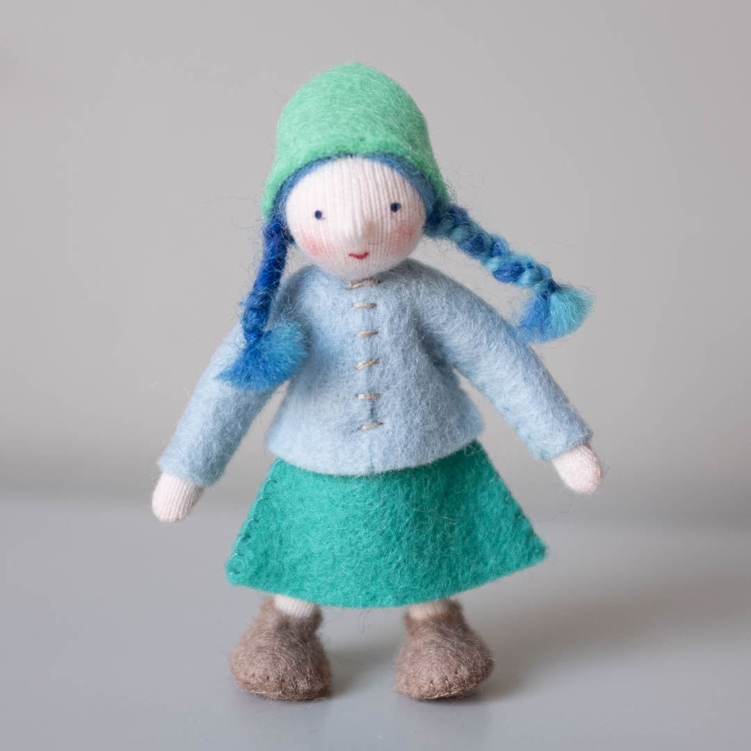 Filzpüppchen Zwerg Mutter Winterversion in blau | Lila Lämmchen Onlineshop