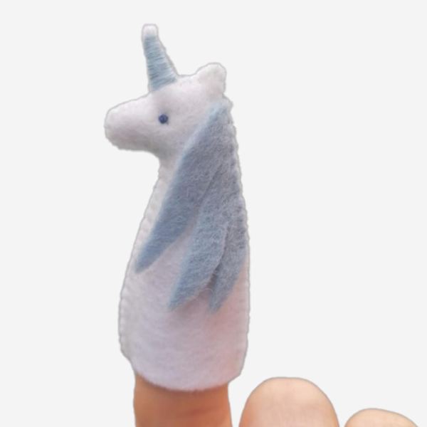 Kleine Filz Freunde Fingerpuppe Einhorn blau