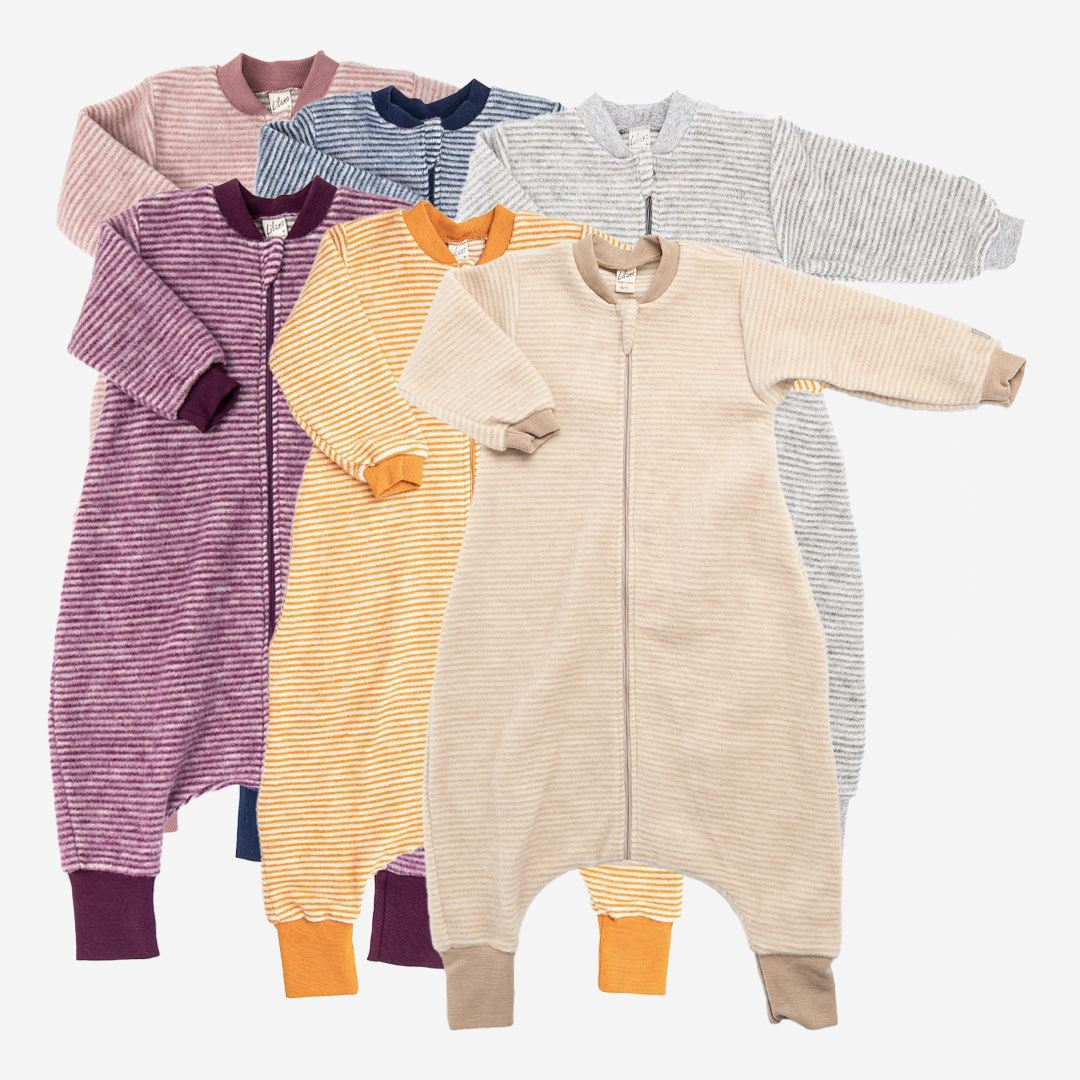 Schlafsack mit Fu von Lilano aus Wolle in Ringel | Lila Lmmchen Onlineshop