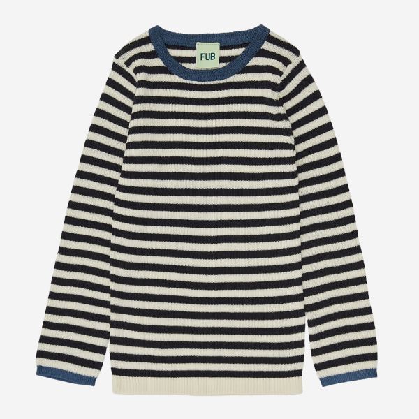Kinder Rib Pullover von FUB aus Merinowolle in ecry/dark navy